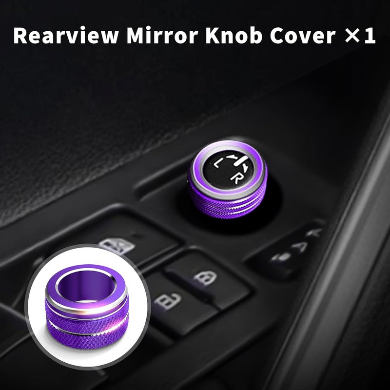 Polodunn for 2020-2025 2026 Toyota Corolla & 2022-2025 2026 Corolla Cross Accessories, 4pcs Aluminum Alloy Knob Cover Trim Set - Rearview Mirror Switch, AC & Push Start (Purple) - Image 4